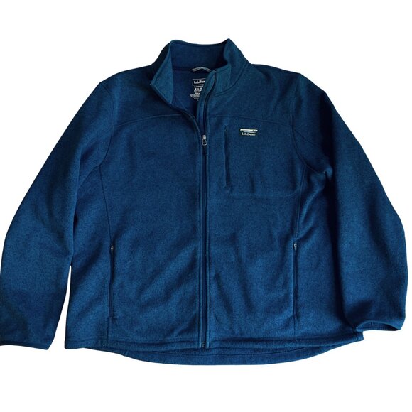 L.L.Bean | Men's XXL Sweater Fleece Full-Zip Jacket in Bright Navy Plus Outdoor - Picture 2 of 8